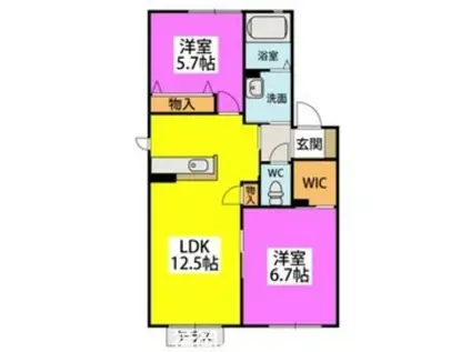 プランドール塩原(2LDK/2階)の間取り写真