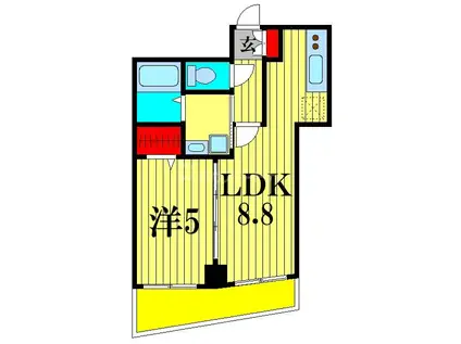 ローズバンク矢切(1LDK/5階)の間取り写真