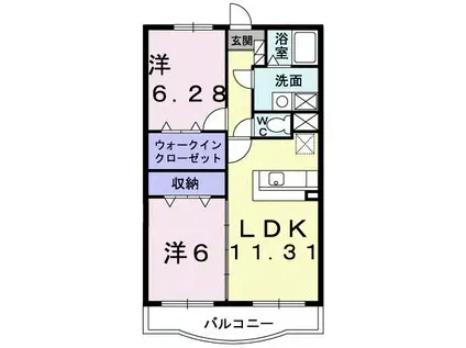 リズ センティア A(2LDK/2階)の間取り写真