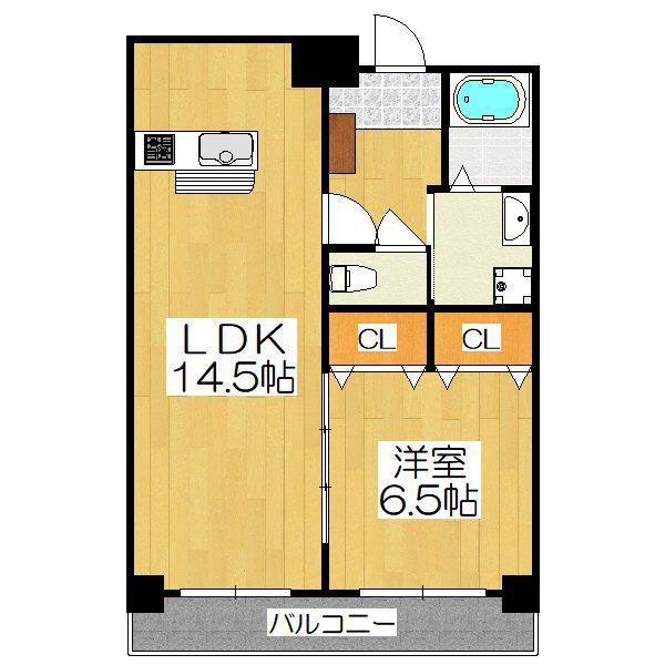 HF四条河原町レジデンス(1LDK/13階)の間取り写真