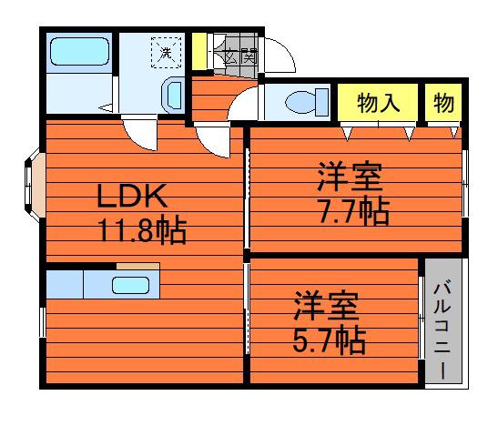オアシス参番館(2LDK/1階)の間取り写真