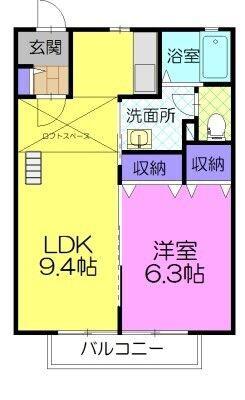 ムーセイオン(1LDK/2階)の間取り写真