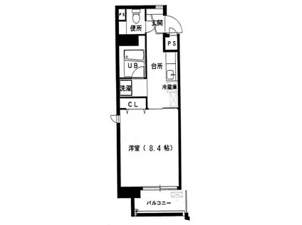 アミスタ―大供(1K/9階)の間取り写真