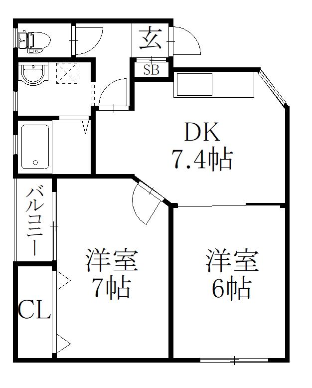 ラパークオギノ(2DK/2階)の間取り写真