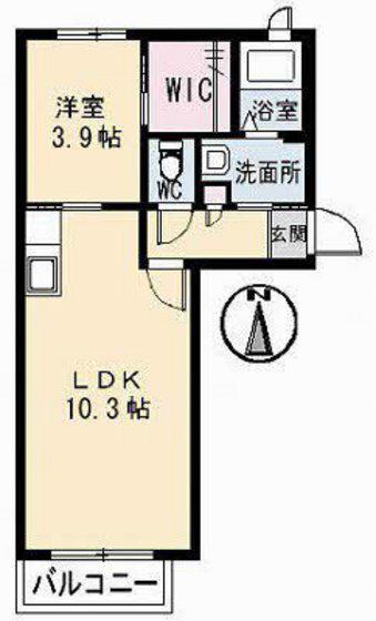 シャーメゾン学南町(1LDK/1階)の間取り写真
