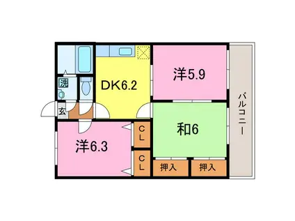 トミープラザ(3DK/2階)の間取り写真