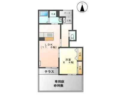 キャトルセゾン(1LDK/1階)の間取り写真