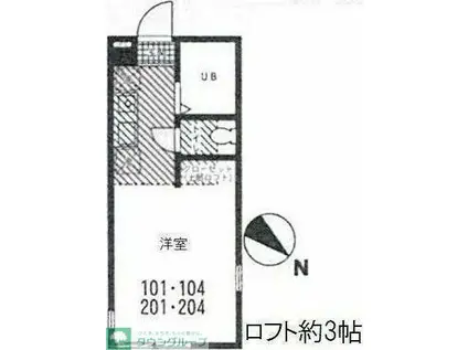 ハーミットクラブハウス追浜A棟(ワンルーム/2階)の間取り写真