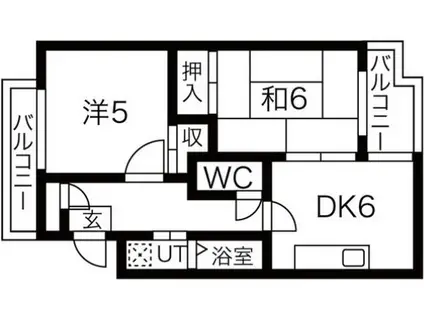 リバーヒル八尾(2DK/4階)の間取り写真
