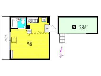 ベルジェール(ワンルーム/1階)の間取り写真