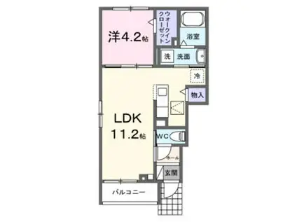 ハイムS(1LDK/1階)の間取り写真