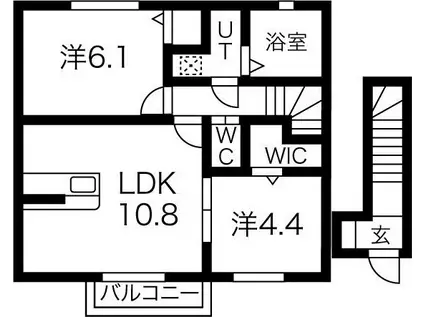 DI AMANT DEUX棟(2LDK/2階)の間取り写真