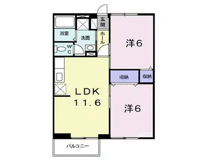 タガミハイム(2LDK/1階)の間取り写真