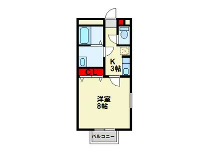 シャトー長尾(1K/2階)の間取り写真