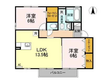 セジュールフレア(2LDK/2階)の間取り写真
