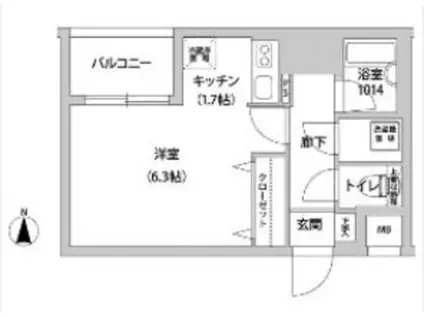 ブラッサム石神井(ワンルーム/5階)の間取り写真