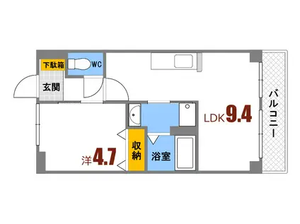 AMBITIOUS高志(1LDK/3階)の間取り写真