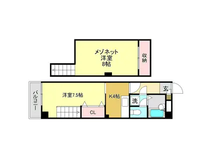 アメニティハイツ(1K/4階)の間取り写真