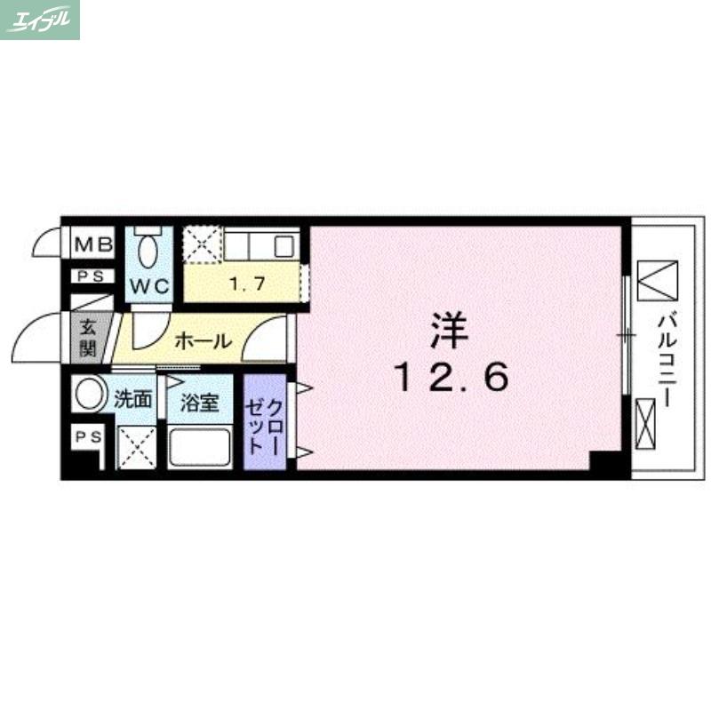 リョーアイ(ワンルーム/3階)の間取り写真