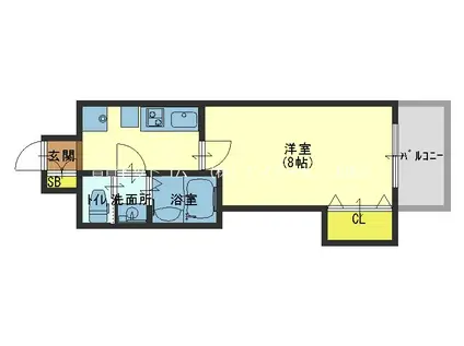 LUXE今里(1K/4階)の間取り写真