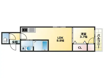 E-HOUSE(1LDK/2階)の間取り写真
