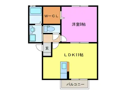 ウィンドミルズ(1LDK/2階)の間取り写真