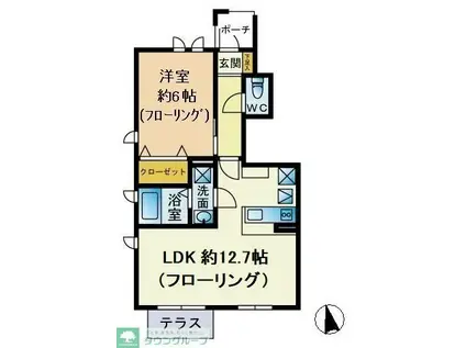 MARIAGE B棟(1LDK/1階)の間取り写真