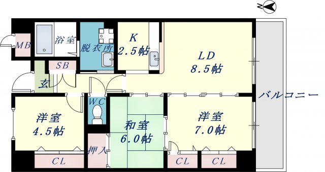 アンソレイエ(3LDK/3階)の間取り写真