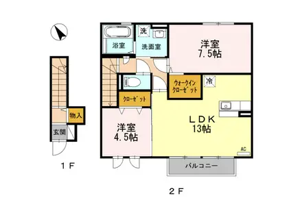 K・FINES C(2LDK/2階)の間取り写真