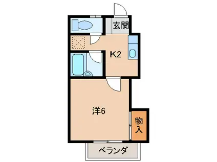 ハイツエバーグリーン(1K/2階)の間取り写真