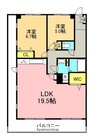 ミサワホームズ本厚木(2LDK/9階)の間取り写真