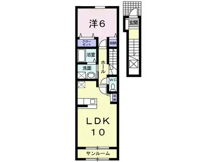 アバンツァート・カーサII(1LDK/2階)の間取り写真