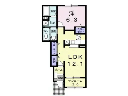 アルドール エス(1LDK/1階)の間取り写真