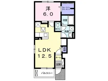 アオラニA(1LDK/1階)の間取り写真