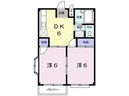 エルディム宇梶A(2DK/2階)の間取り写真