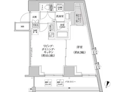 パークハビオ渋谷本町レジデンス(1LDK/5階)の間取り写真
