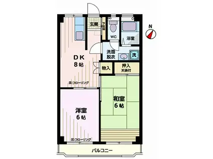 レジデンス北浦和(2DK/2階)の間取り写真