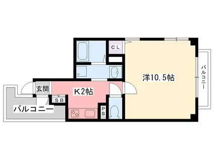 アクア西宮本町(1K/4階)の間取り写真