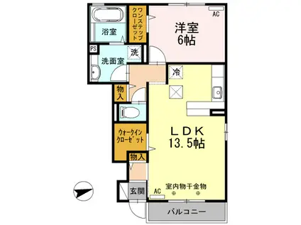 ルミナス北山(1LDK/1階)の間取り写真