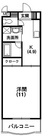 アソシエ(1K/3階)の間取り写真