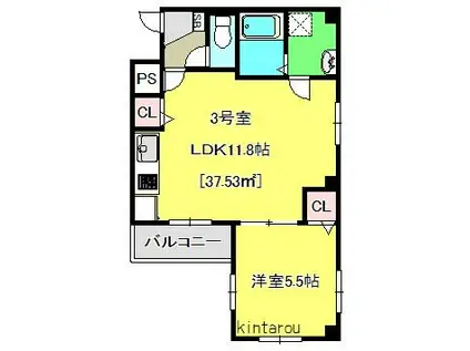 ルクロ要町(1LDK/5階)の間取り写真