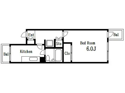 シモヤマビル(1DK/4階)の間取り写真