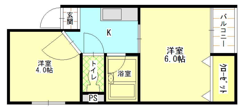 ビクトワール塚本(2K/5階)の間取り写真