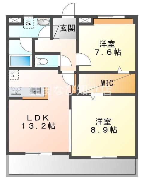 サンコートHANNOKI(2LDK/2階)の間取り写真