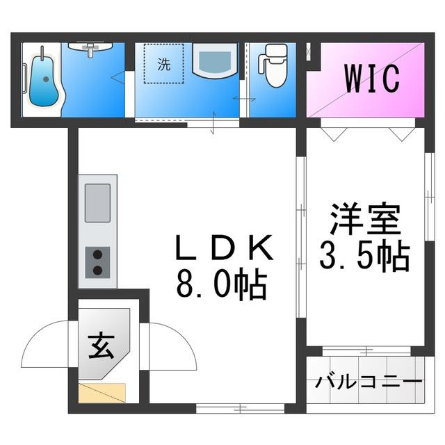 ハーモニーテラス今林(1LDK/1階)の間取り写真