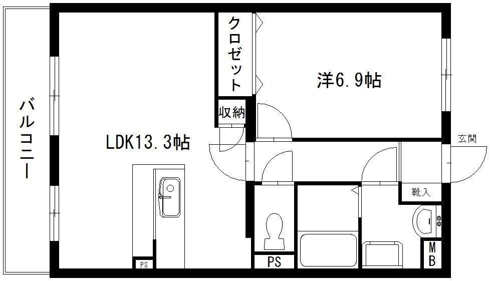 ブエナビスタ(1LDK/1階)の間取り写真