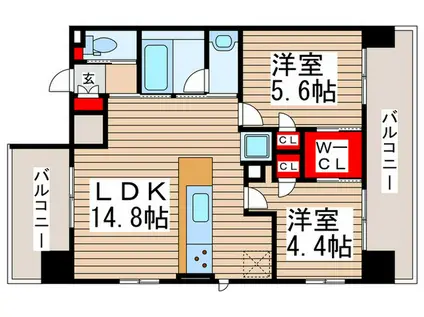 B CITY ART RESIDENCE CENTRALPARK(2LDK/9階)の間取り写真