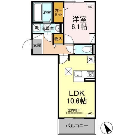 コンフィデンスS.S(1LDK/1階)の間取り写真