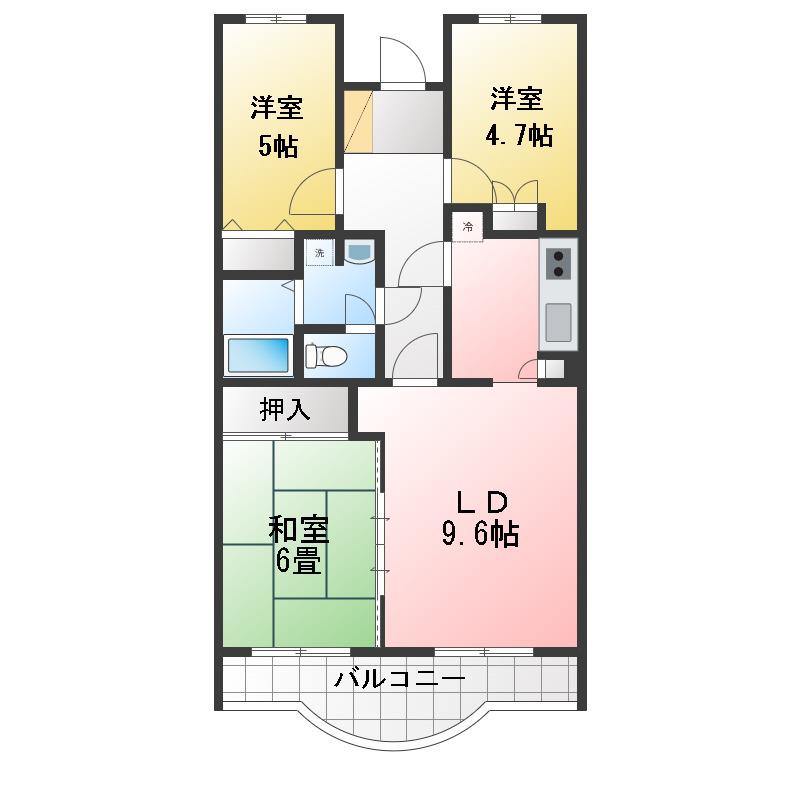 STAGE21 A棟(3LDK/2階)の間取り写真