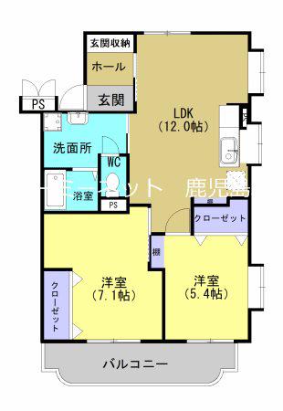 ベルメゾン・サチB棟(2LDK/2階)の間取り写真